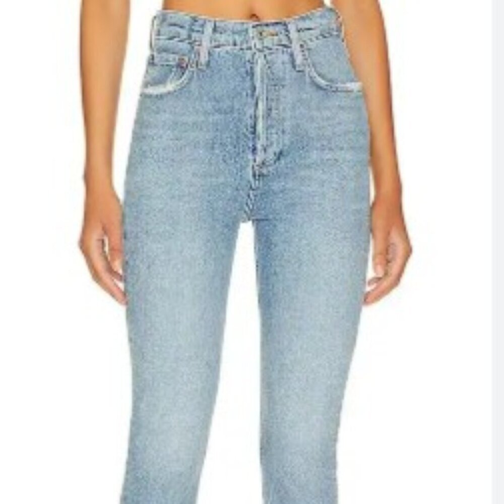 Agolde Premium "Freya" High-rise Slim Vintage Wash Blue Jeans (Size 23 x 30)